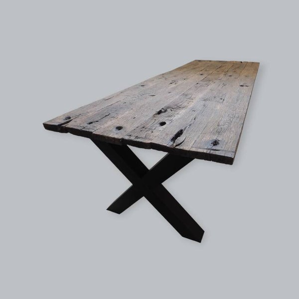 Eiken wagondelentafel (geborsteld) 270cm x 100cm