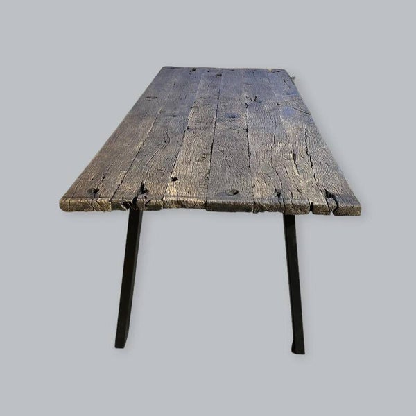 Op maat gemaakte eikenhouten wagondelentafelblad (Geborsteld, 80 cm breed)