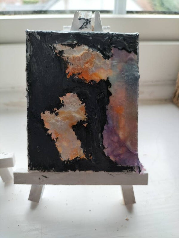 Architectural Decay. Miniature canvas ( easel included) SIGNED, DATED, TITLED.