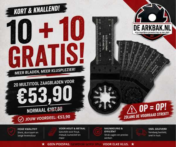 10 + 10 GRATIS – 20 Multitool Zaagbladen voor €53,90