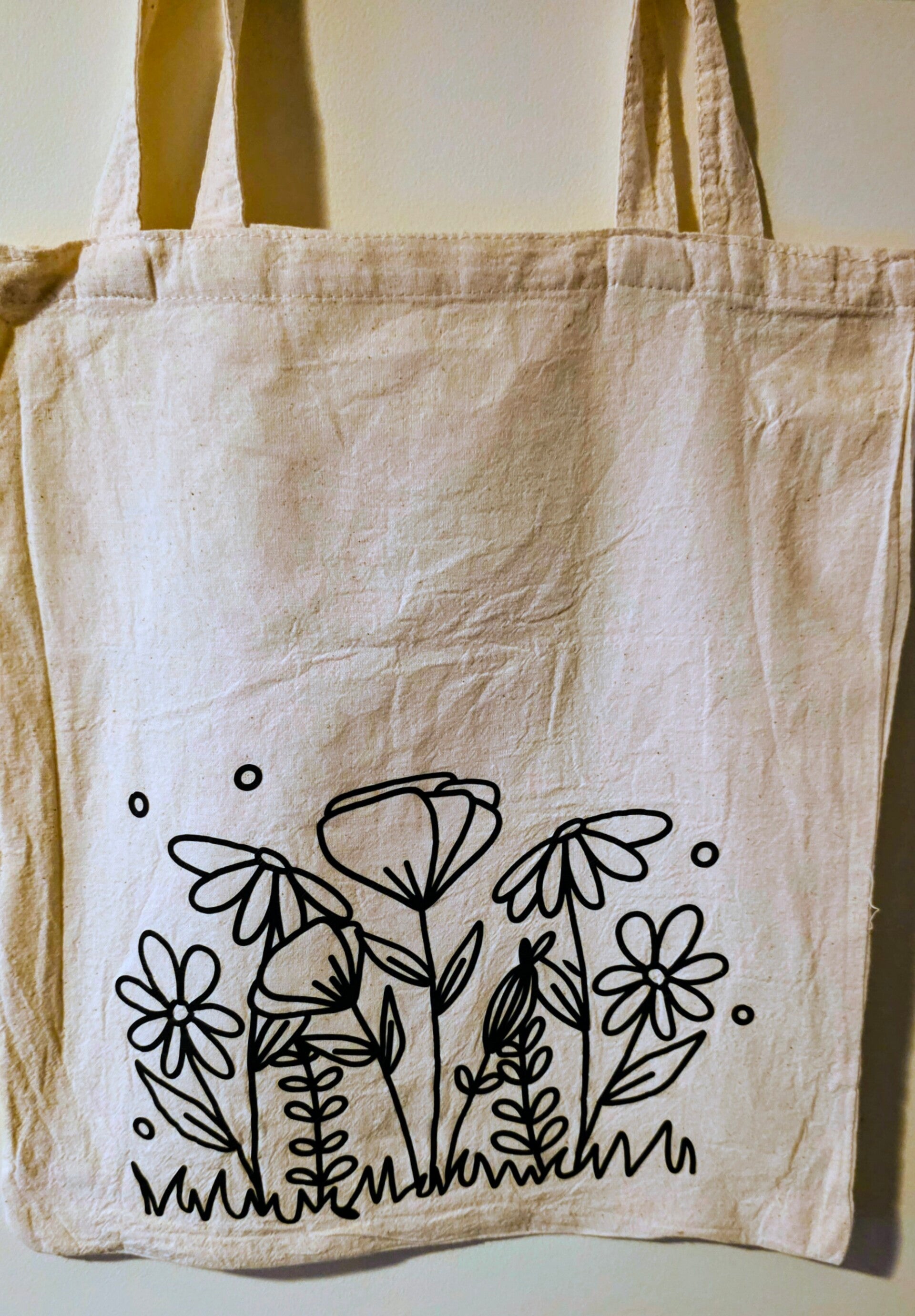 Cream Tote Wild Flowers
