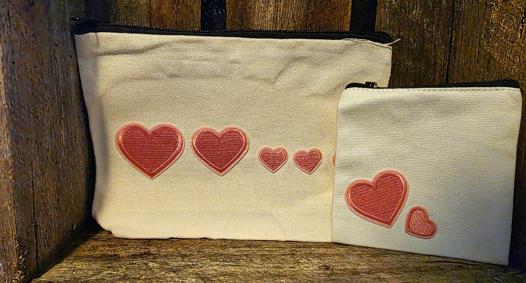 Matching Hearts Zip Pouch Set