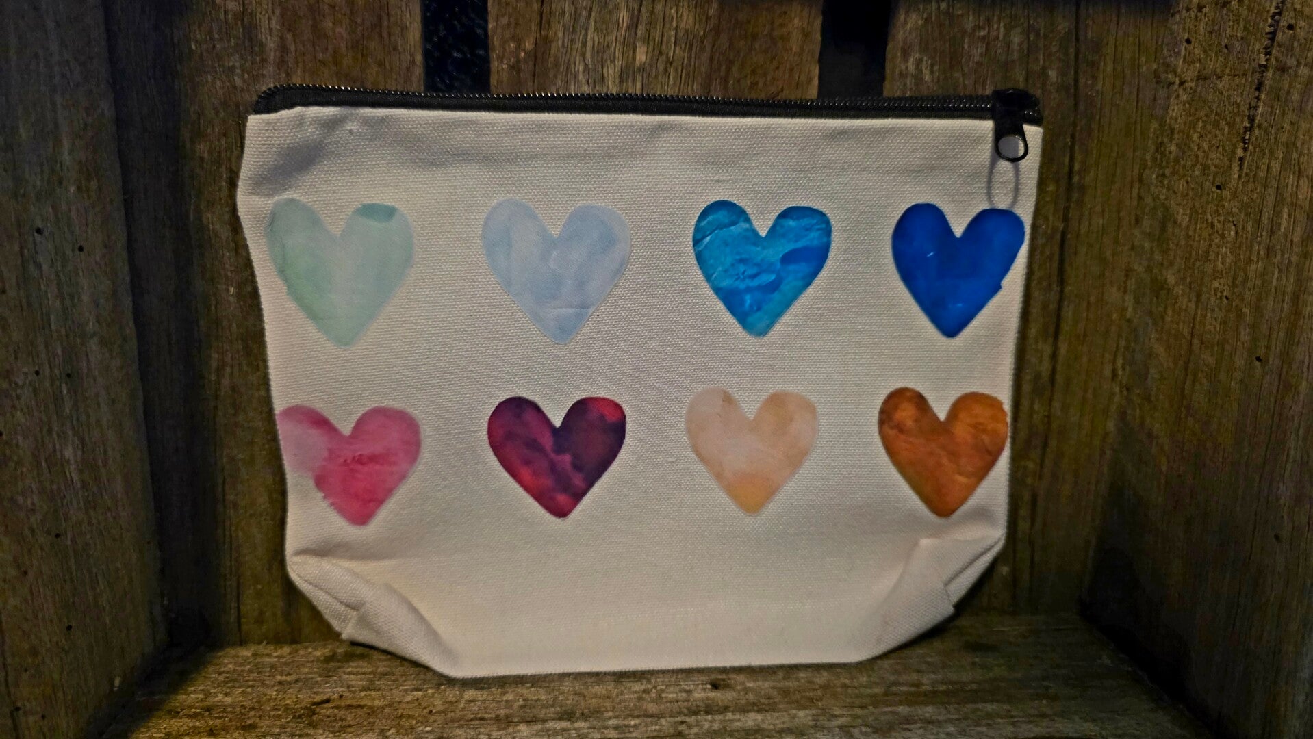Rainbow Hearts Zip Pouch