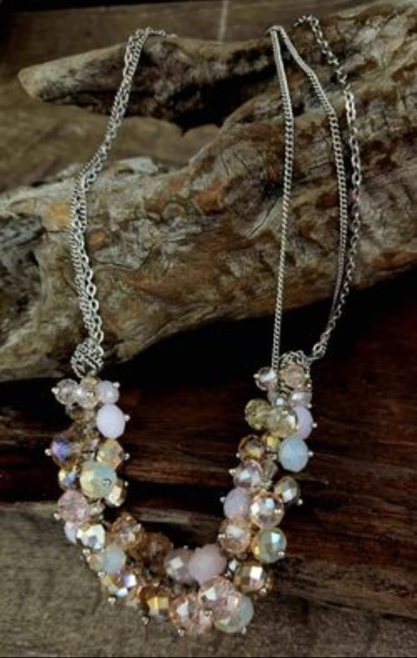 Ali-Khan of New York Multi Coloured Faceted Aurora Borealis Crystal Necklace
