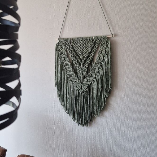 Macramé gelaagd wandkleed