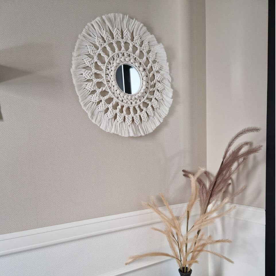 Macramé mandela met spiegel