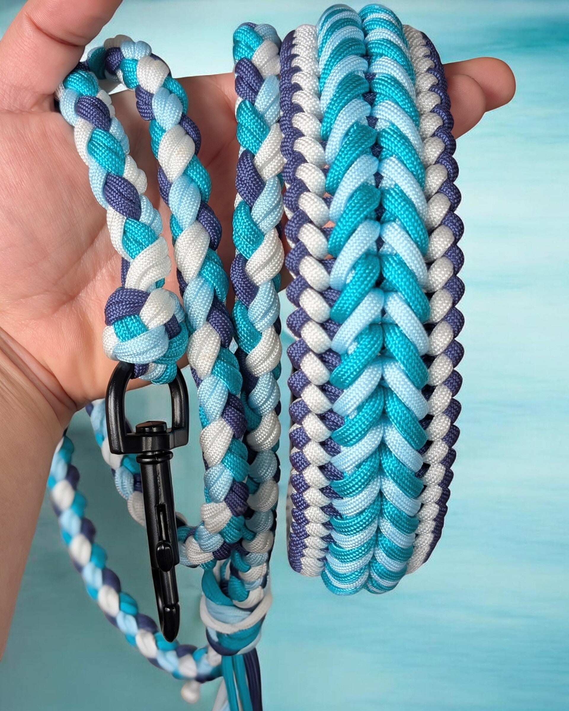 XL BLUE Ensemble chien collier + laisse