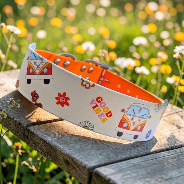 ROAD TRIP Collier chien en biothane imprimé