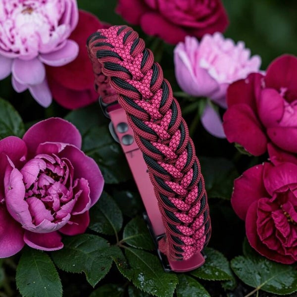 L BURGUNDY collier chien paracorde