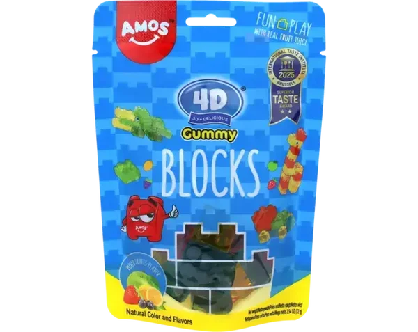 Amos 4D Gummy Blocks-MixedFruits Flavor 72g