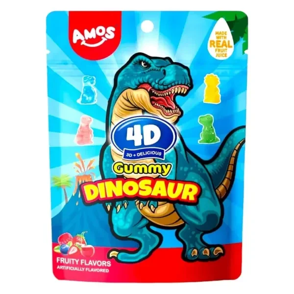 Amos 4D Gummy Dinosaur - Fruity Flavor 65g