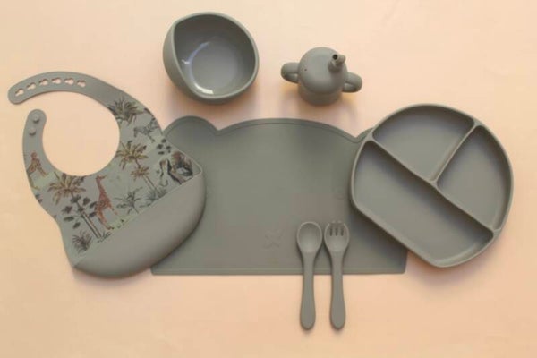 Safari Divided Silicone Mealtime Set (Green)
