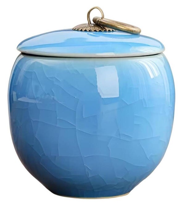 Kleine keramiek urn "BLAUW"