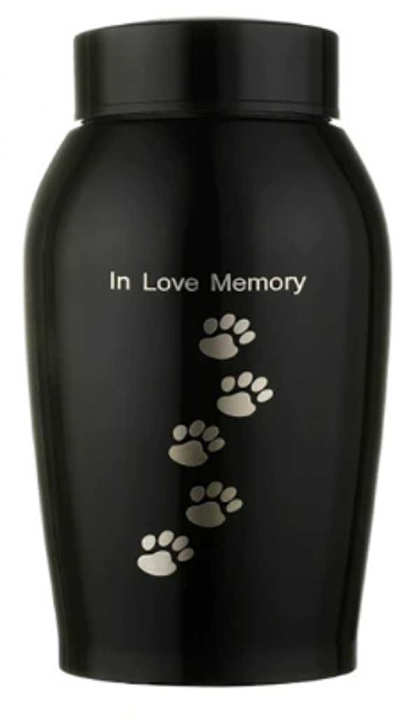 Grote RVS urn "HONDENPOOT" - ZWART