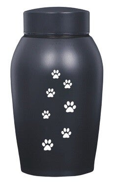 Grote RVS urn "HONDENPOOTJES" - ZWART