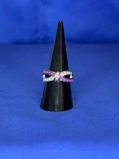 Ring Unendlichkeitszeichen lila + Steinchen  ( 925 silber )