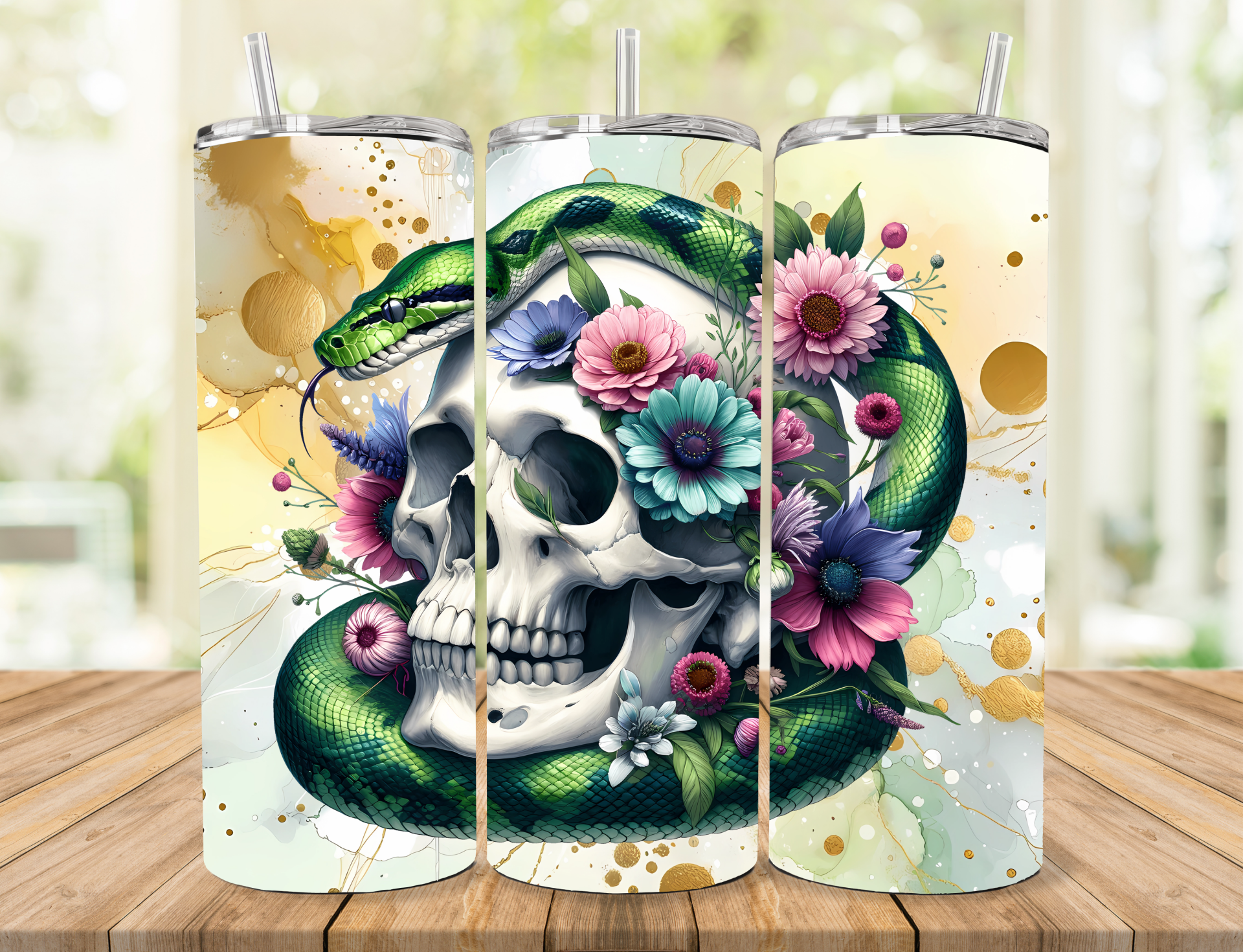 Floral Snake Tumbler