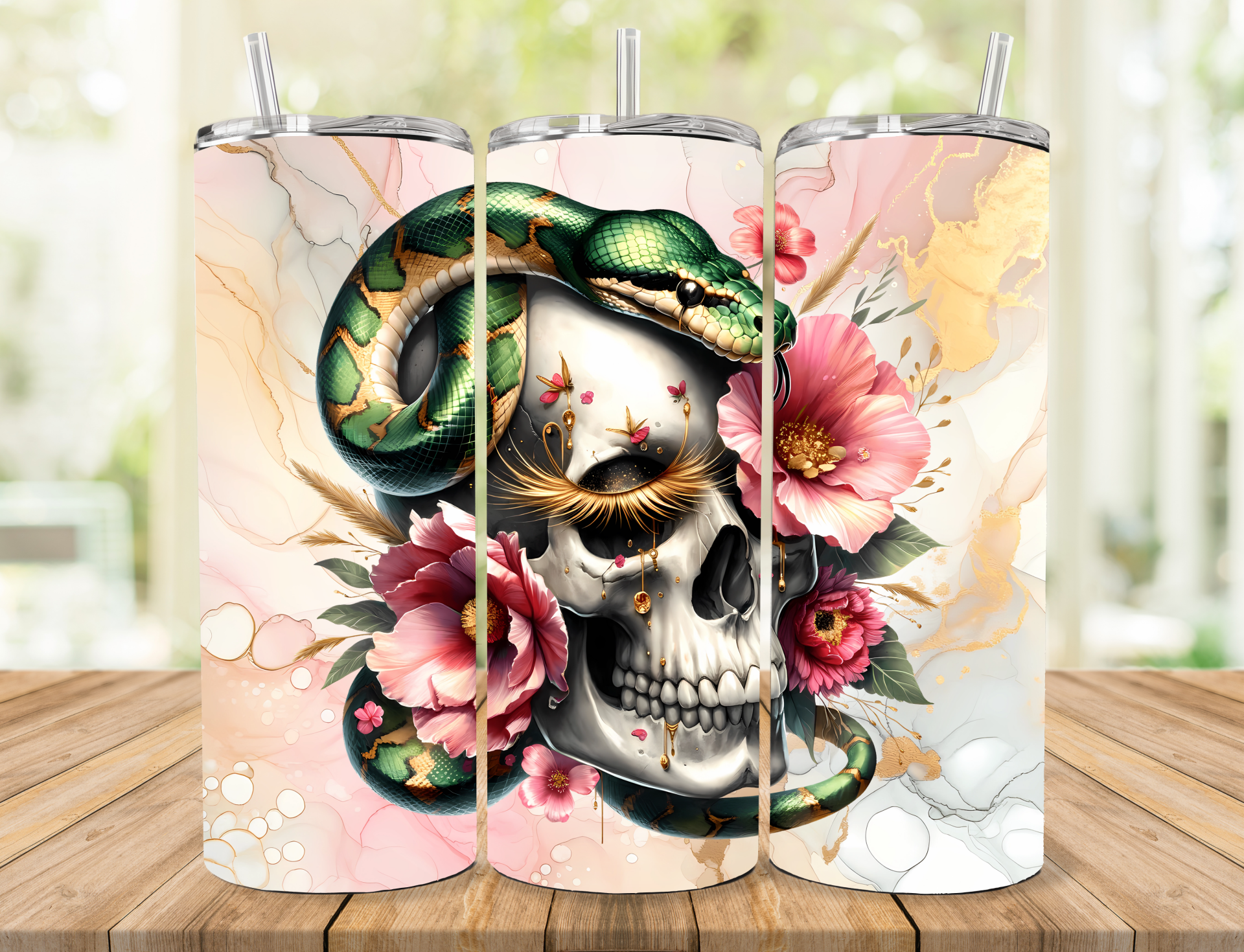 Floral Snake Tumbler