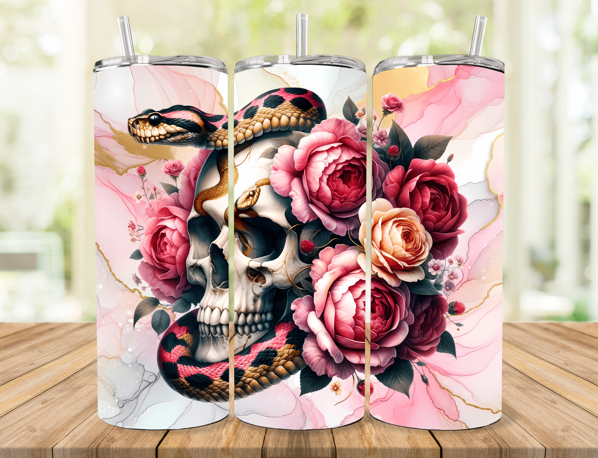Floral Snake Tumbler