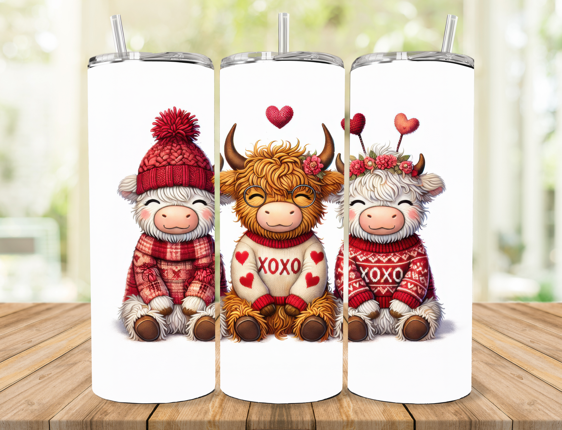 Highland Cow Heart Tumbler