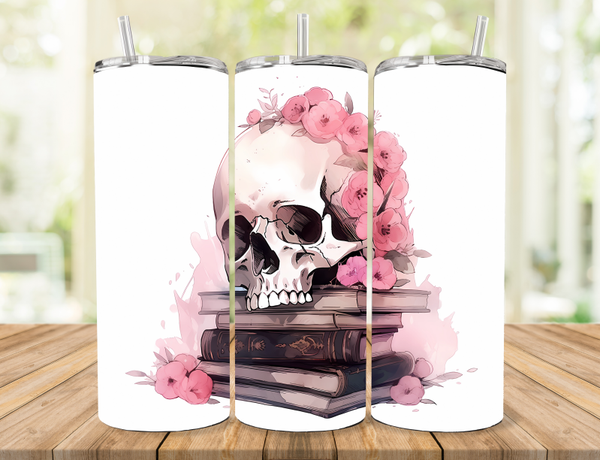 Skull and Books Tumbler