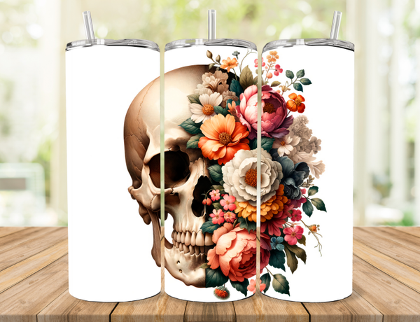Floral Skull Tumbler