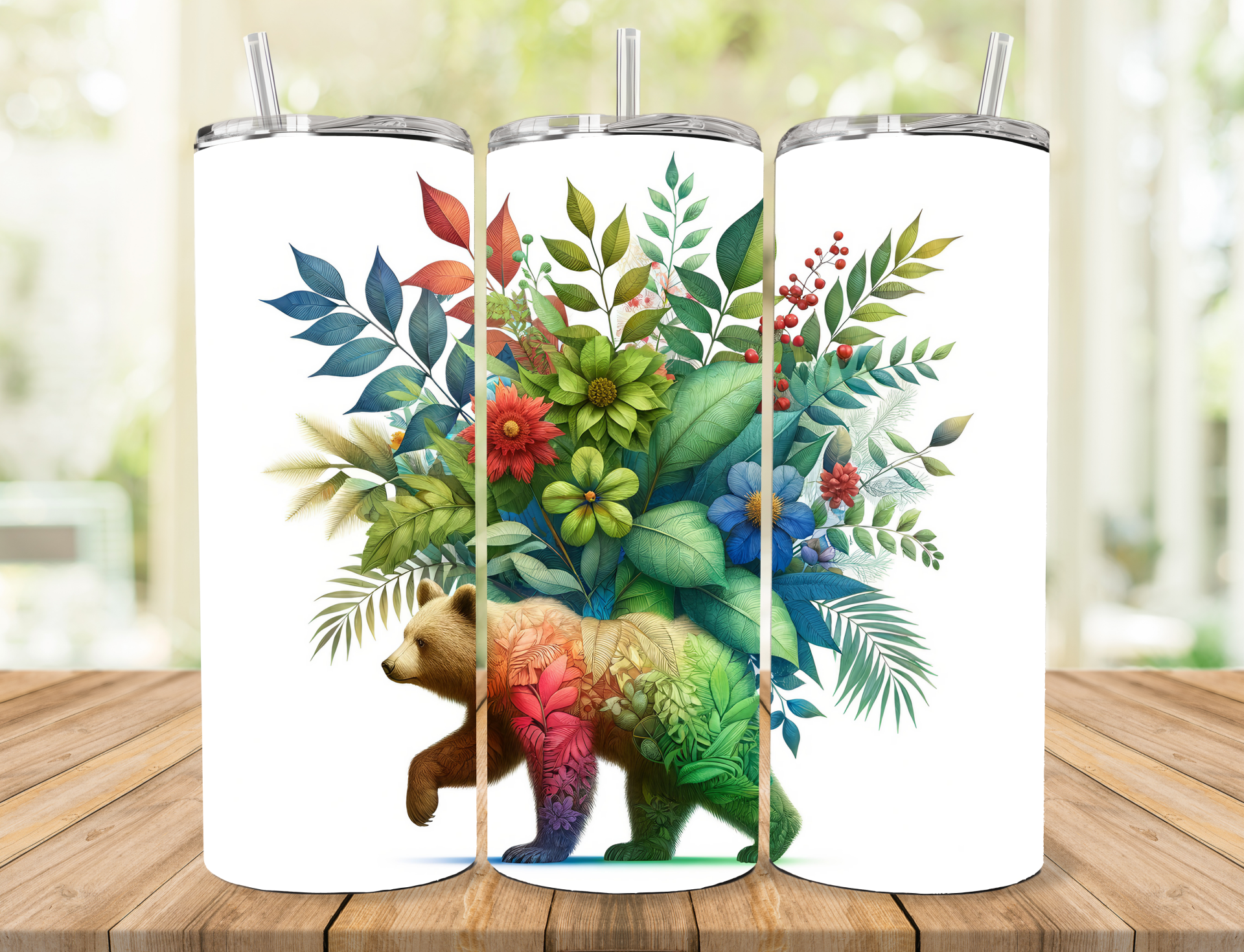 Bear Floral Tumbler
