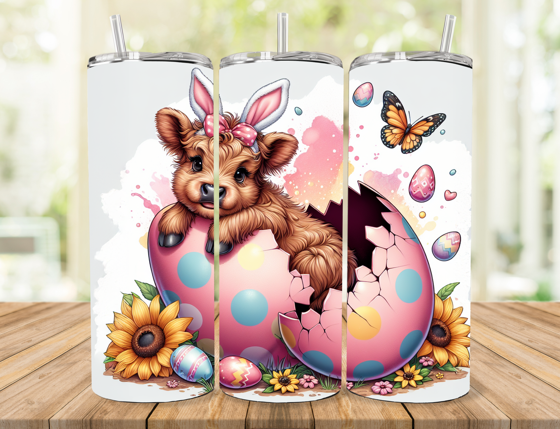 Highland Cow Easter Tumbler