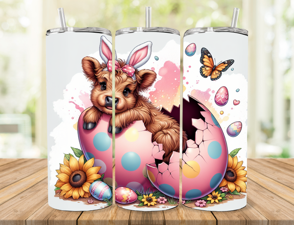 Highland Cow Easter Tumbler