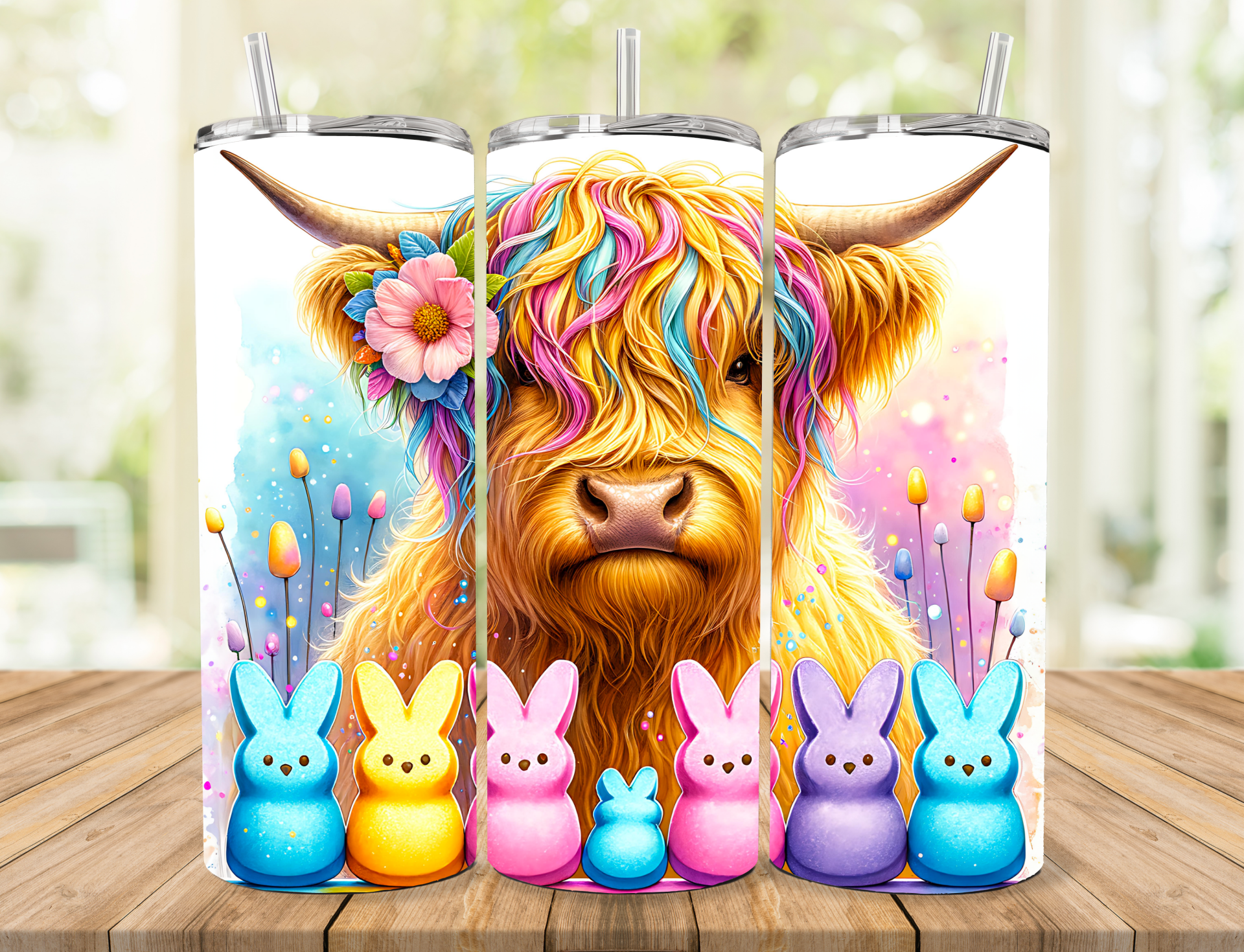 Highland Cow Easter Tumbler