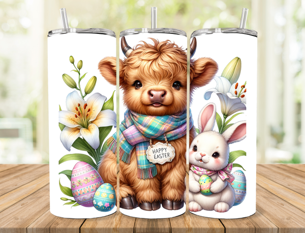 Highland Cow Easter Tumbler