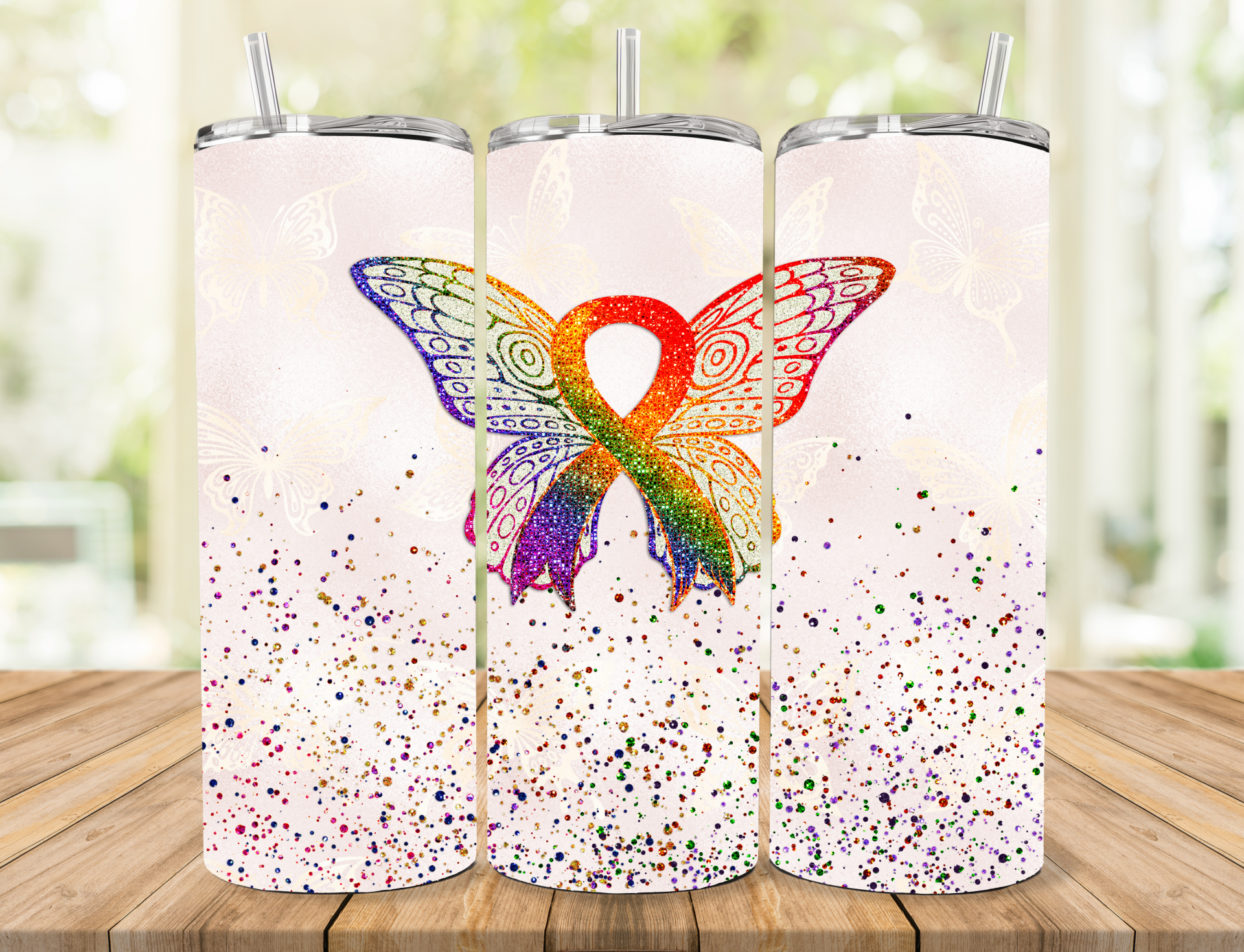 Rainbow Butterfly Tumbler