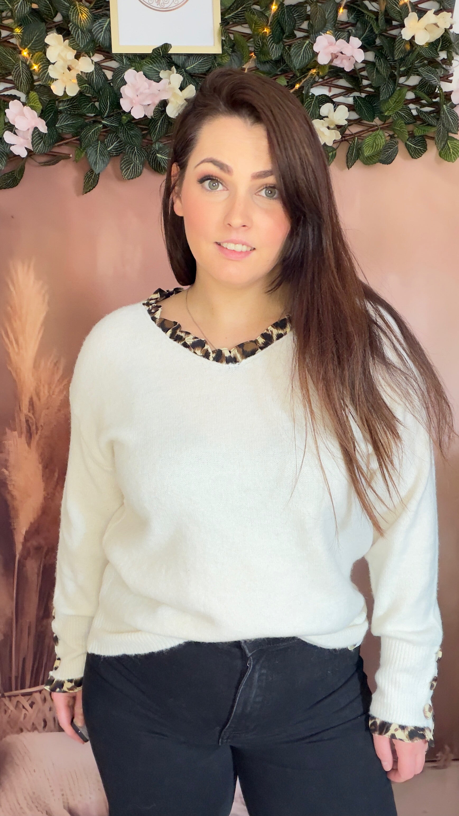 Pull ELYA col V léopard, TU du 36 au 42