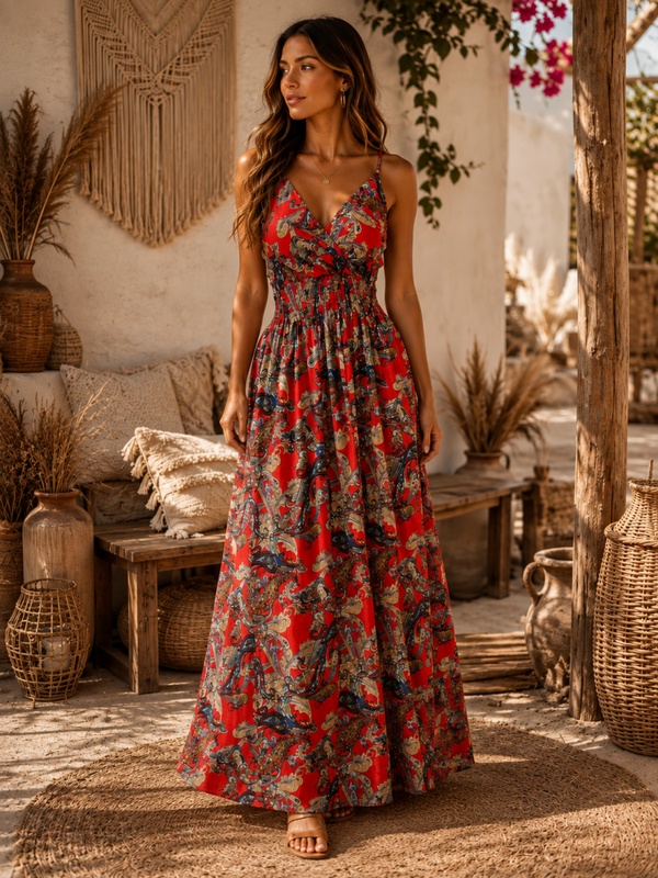 Robe longue à bretelles bohème VERLA