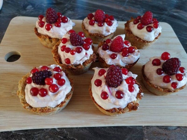 Mini kwarktaart bessen uit eigen tuin