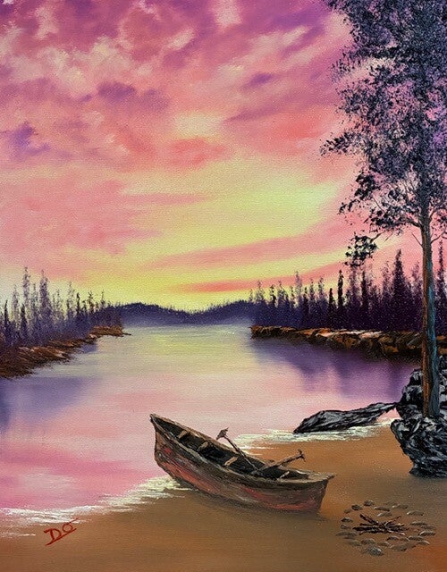 Canoe at Sunset 16x20" Canvas