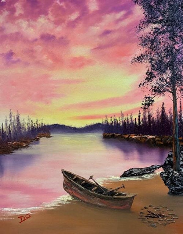 Canoe at Sunset 16x20" Canvas