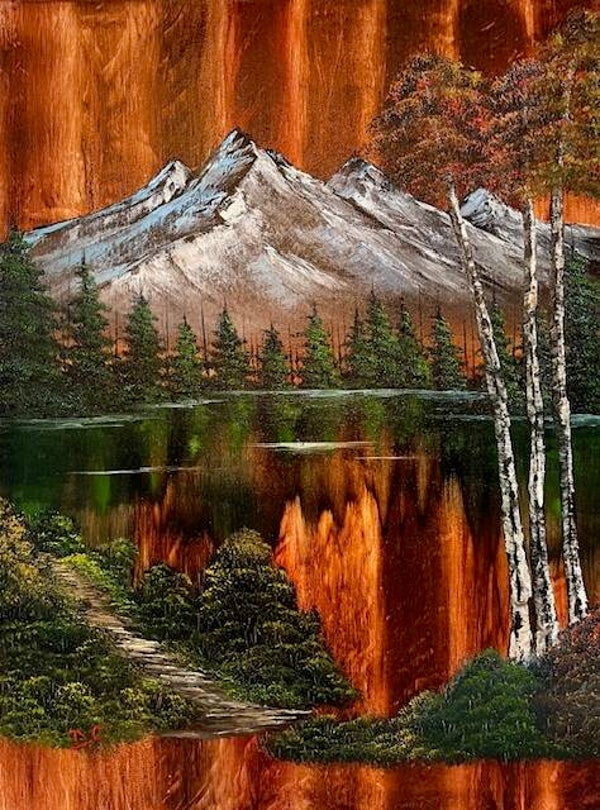 Woodgrain Mountain Path 18x24" Canvas