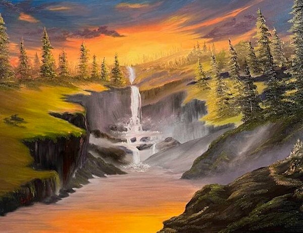 Sunset Canyon Falls 18x24" Canvas