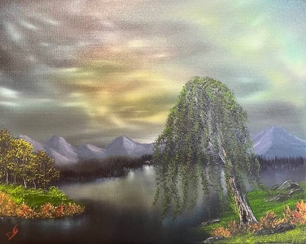 Lonely Willow at Dusk 16x20" Canvas