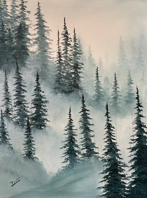 Misty Pine Morning 18x24" Canvas