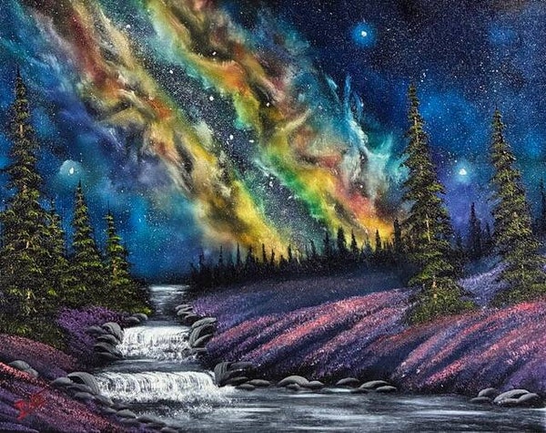 Rainbow Galaxy Night 16x20" Canvas