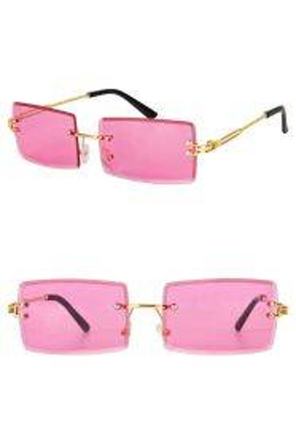 bril rechthoek met roze glazen