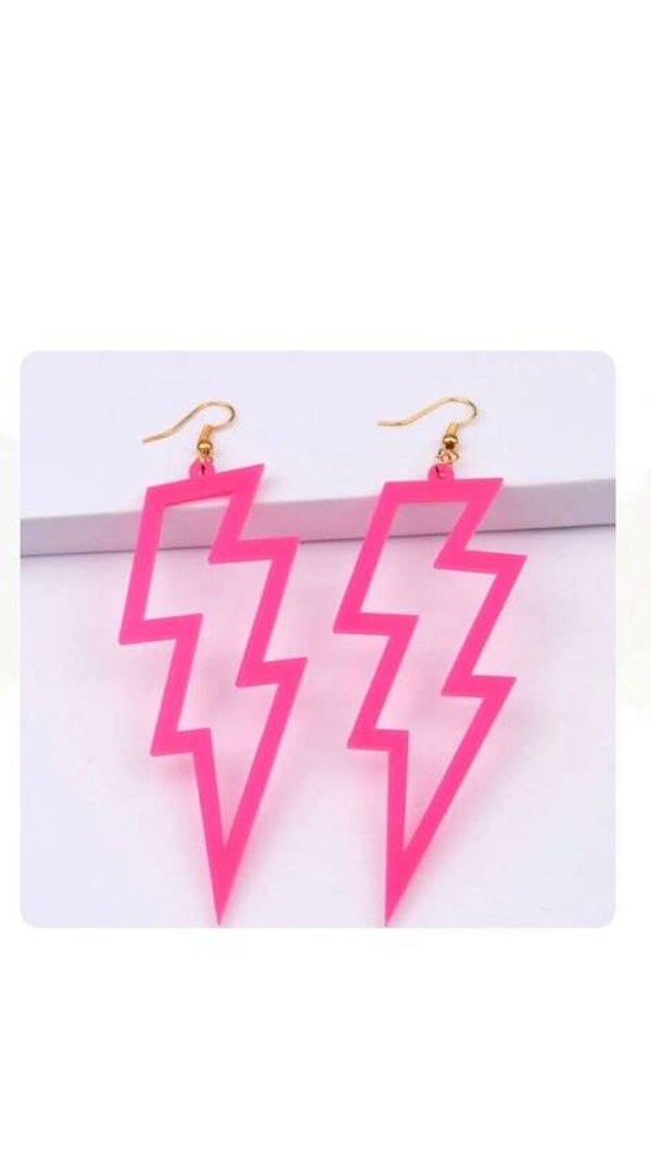 Oorbellen bliksem roze