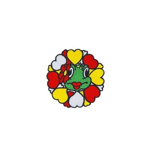 Kikker met bloem rondom hartjes klein