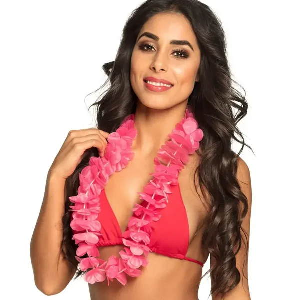 Hawaii slingers roze met led verlichting