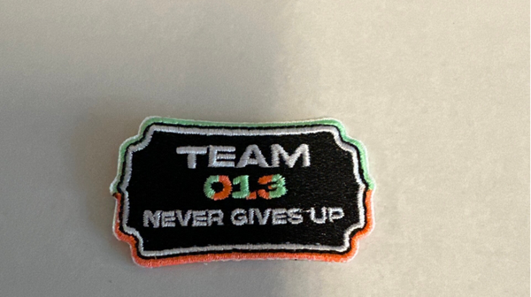 Embleem team 013 never gives-up kr056