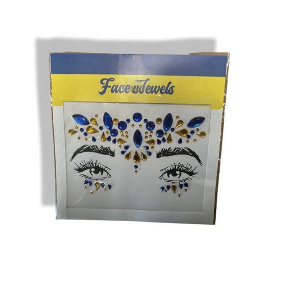 Face & body jewels blauw geel rond