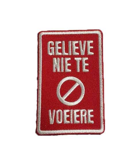 Embleem gelieve nie te voeiere