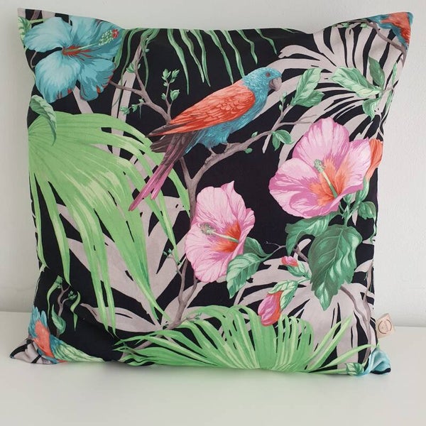 Sample Velvet Kussenhoes Hibiscus Zwart